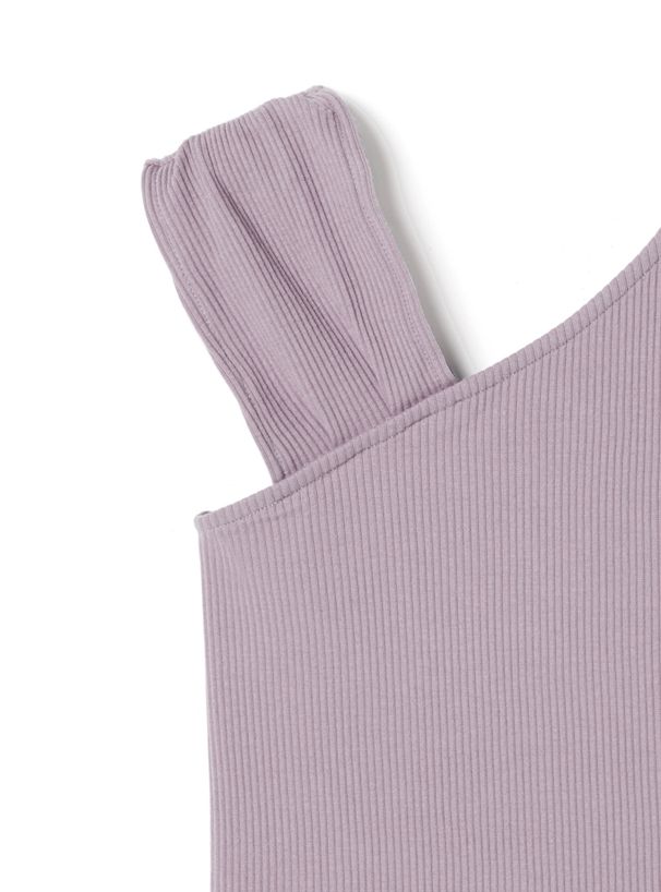 日本 GRL - 不對稱羅紋彈性無袖上衣-水藍