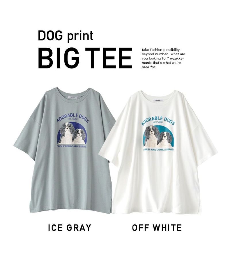 日本 zootie - 棉混落肩狗狗印花短T-白