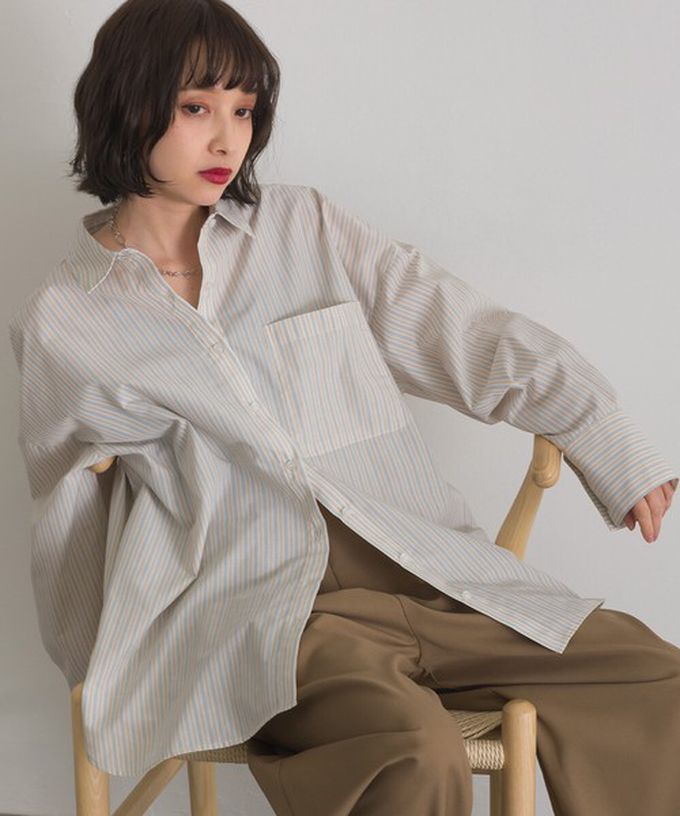 日本 ELENCARE DUE - 男友風寬鬆率性感長袖襯衫-白