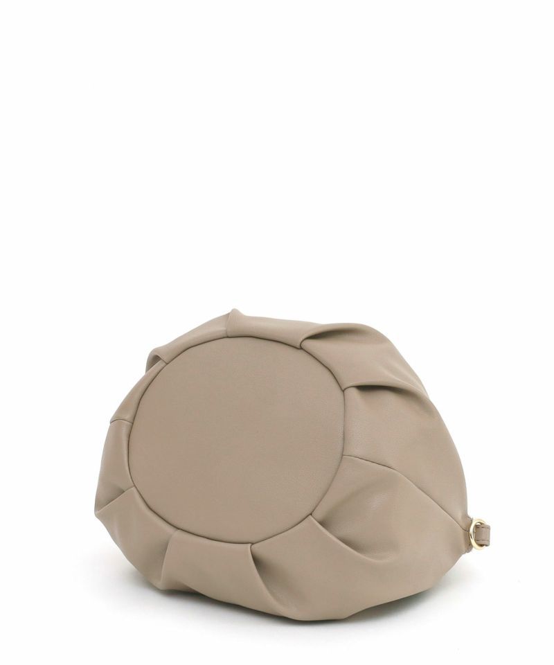 日本 COOCO - 2WAY柔軟皮革豆形手提小包/側背包-淺灰杏 (W14*H20*D12cm)