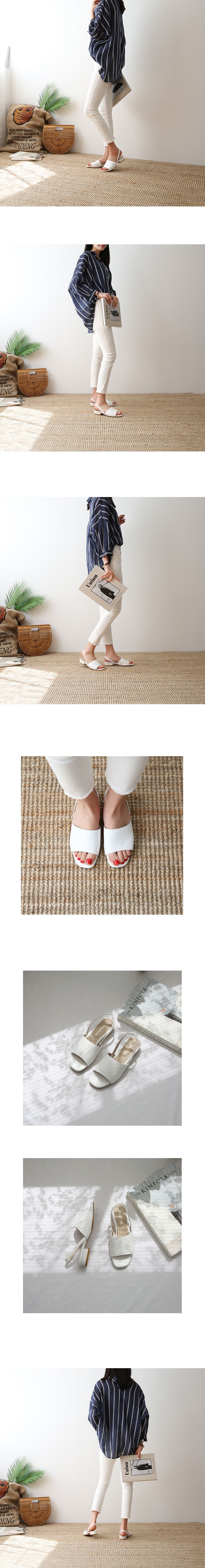 韓國 Dangolunni - 3cm寬面優雅細帶涼鞋-白