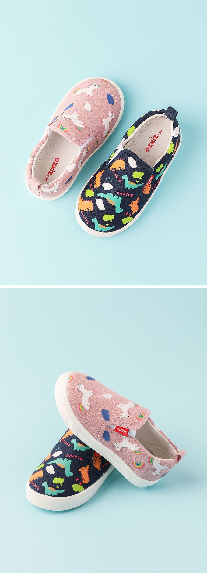 韓國 OZKIZ - 童話動物印休閒鞋/室內鞋-彩虹獨角獸-粉紅