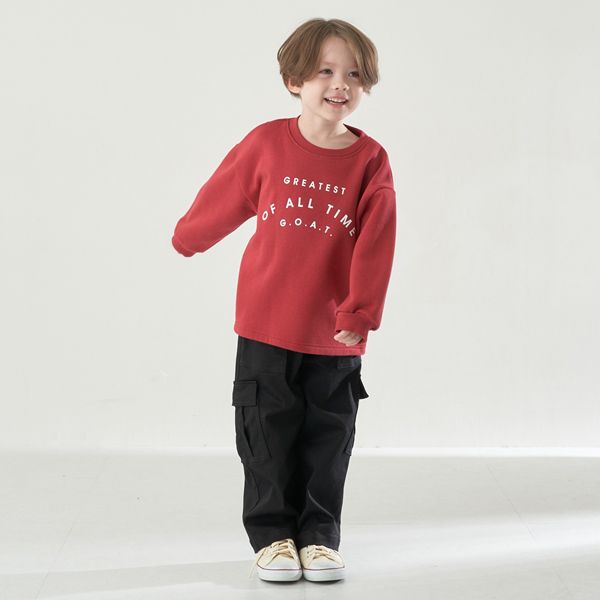 日本 b-ROOM - 裏毛定番英文印花長袖上衣-炭灰