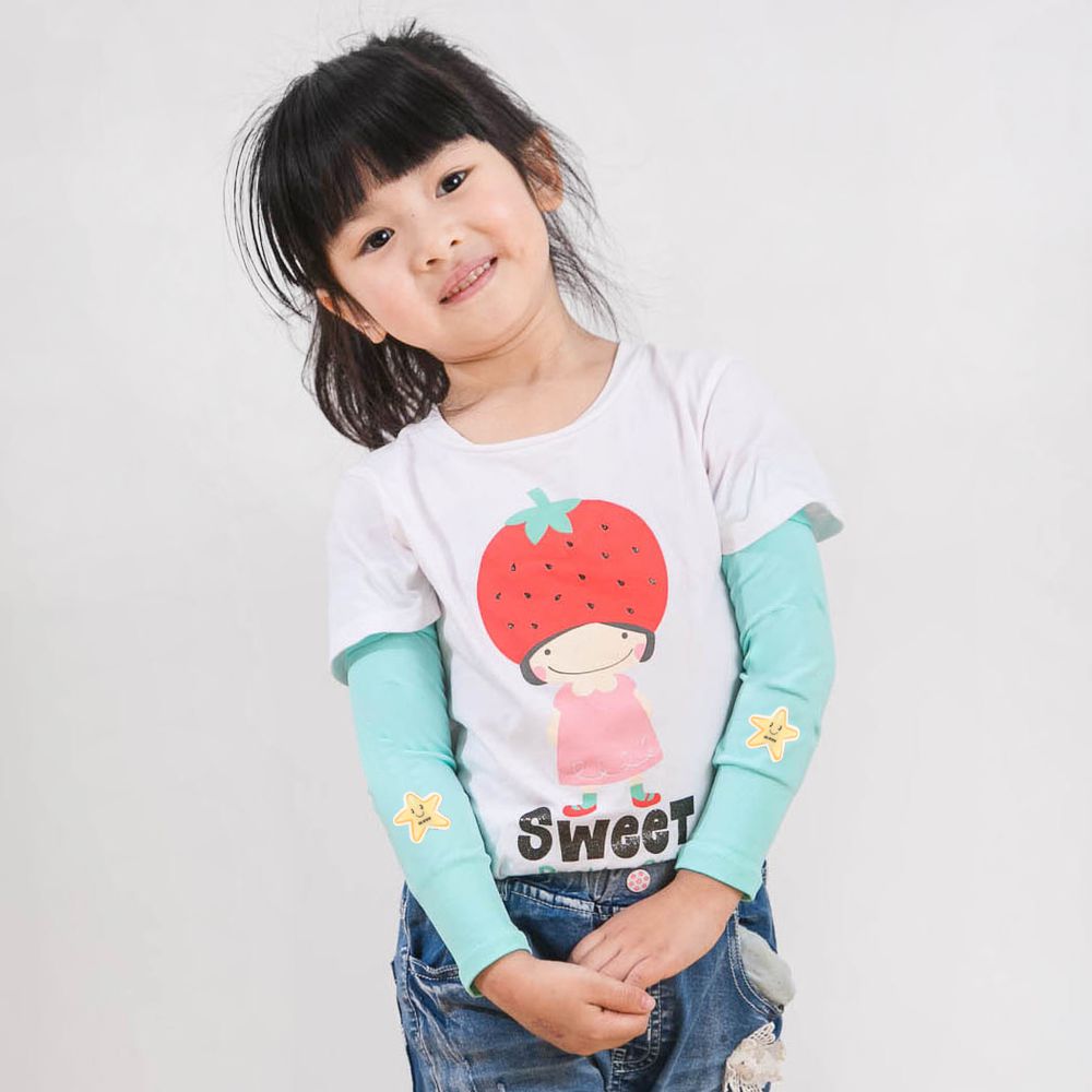 UPF50+兒童高效涼感防蚊抗UV袖套-(貼布繡)-小海星-蒂芬妮綠 (F)