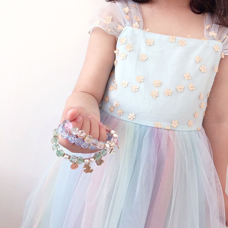 繽紛爆花水晶手鏈-獨角獸-漿果紅