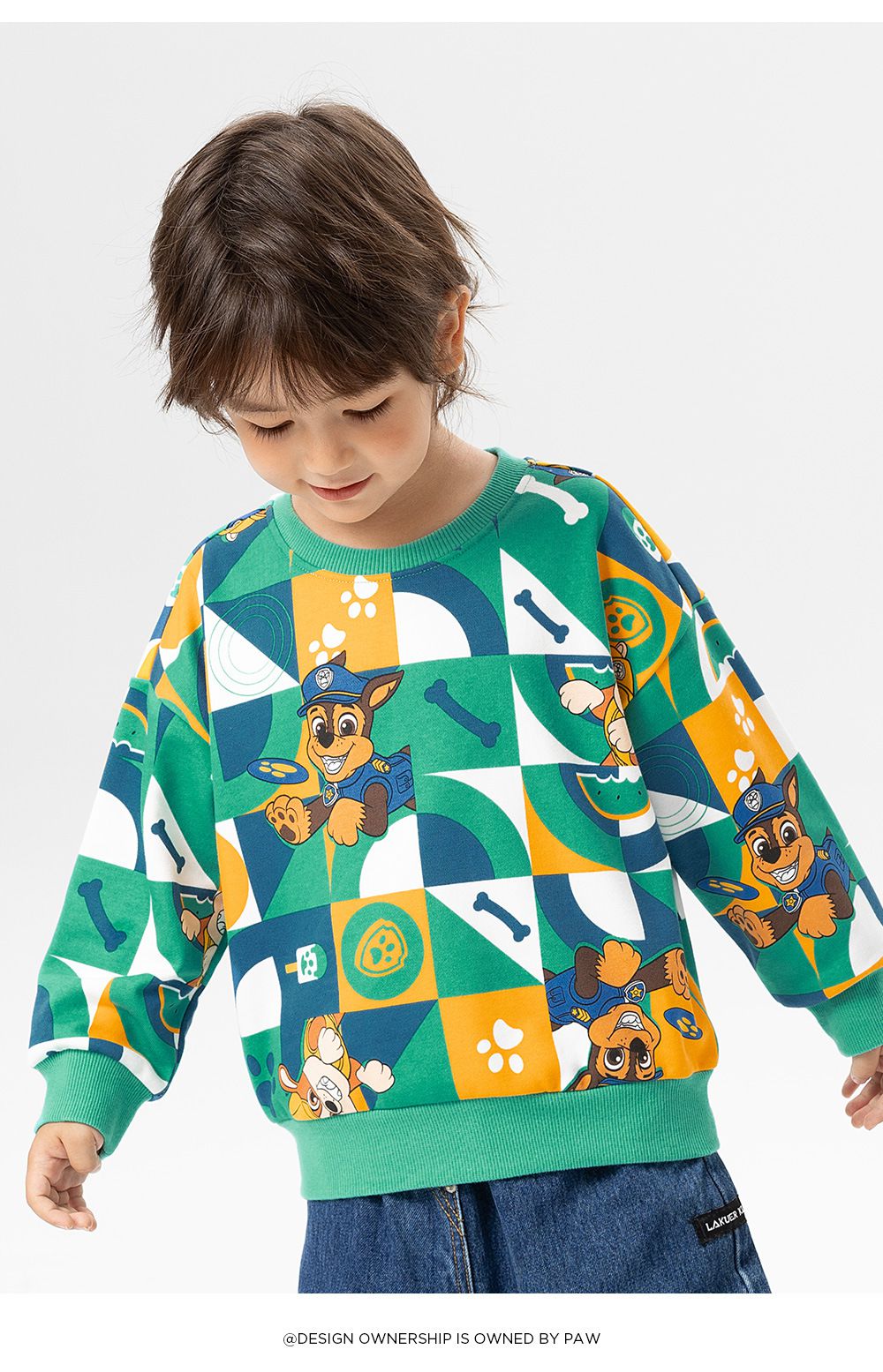 卡通汪汪隊滿版森林圓領長袖上衣-卡通人物天天-紫粉色