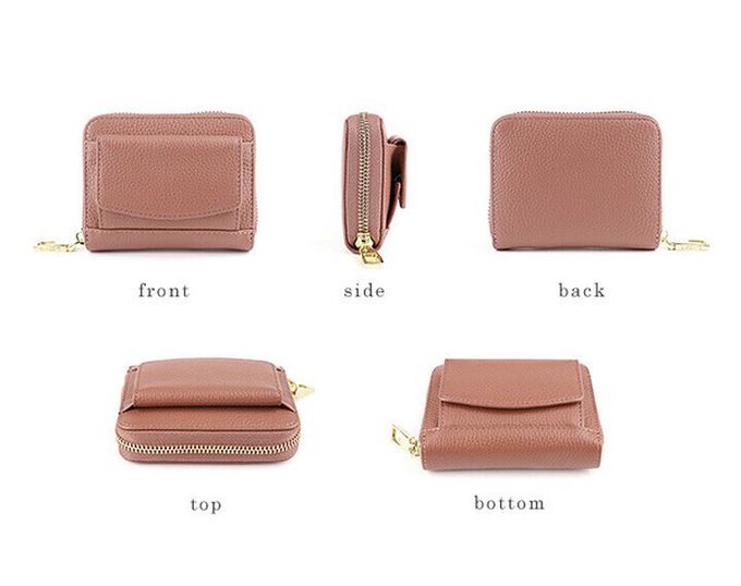 日本 LIZDAYS - 頂級牛皮多卡夾收納短夾/錢包-湖水藍 (11x9x4cm)