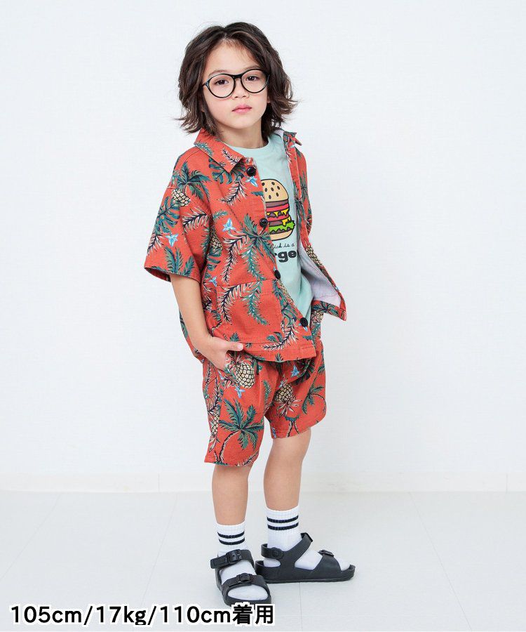 日本 BREEZE - 100%棉定番印花短褲-變形蟲-綠