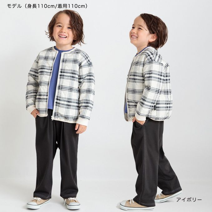 日本 BRANSHES - 簡約波浪絎縫無領休閒外套-格紋-灰白