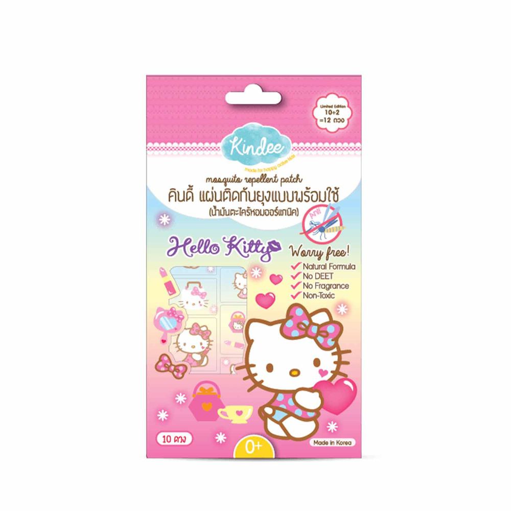 泰國 Kindee - 金蝶Hello Kitty防蚊貼紙 (1 包10入)-有效期限到: 2023/12/29