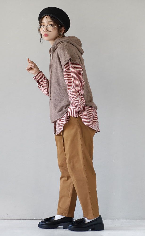 日本 zootie - 多層次穿搭 連帽針織短袖背心-摩卡 (M)