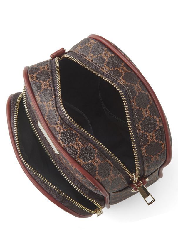 日本 GRL - 滿版花押字休閒方形雙口袋側背包-米 (F)