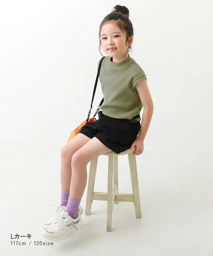 日本 devirock - 甜美羅紋小立領法式袖上衣-軍綠