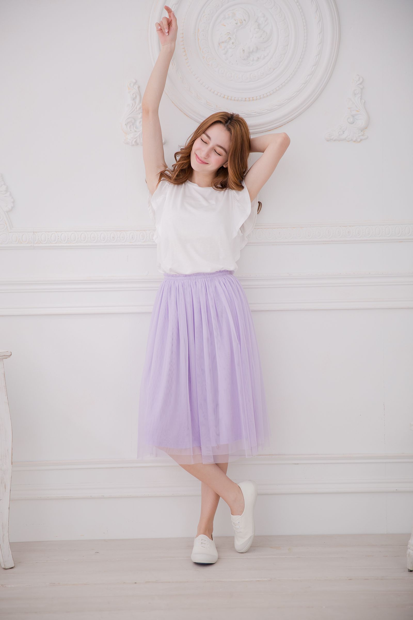 Peachy - 獨家訂製綿柔半身紗裙-半身中長版-薰衣草紫 (F)