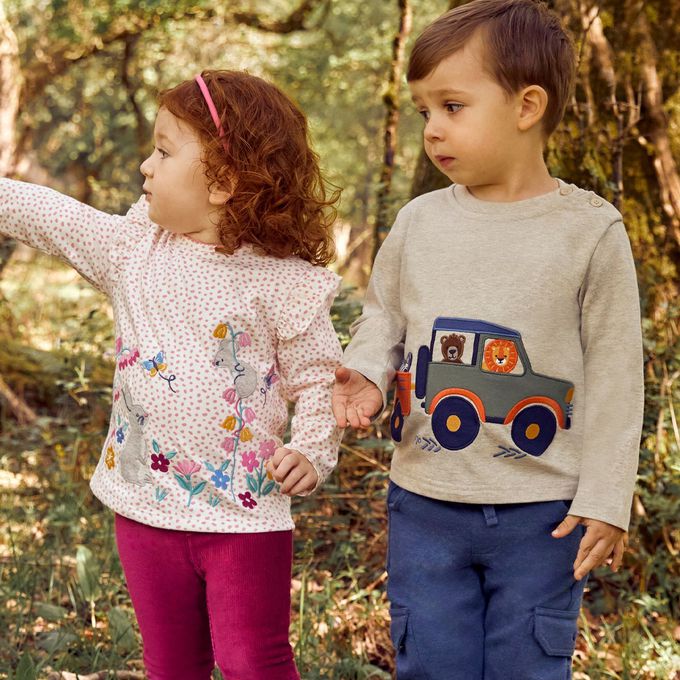 英國 JoJo Maman BeBe - 幼/兒童超優質100%純棉長袖上衣-探險中