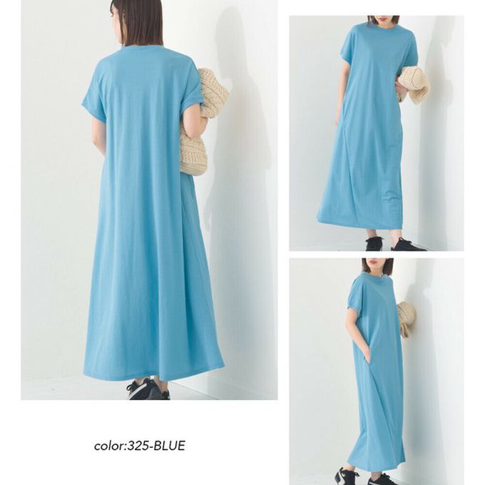 日本 OMNES - 接觸涼感 嫘縈圓領傘狀短袖洋裝-黑