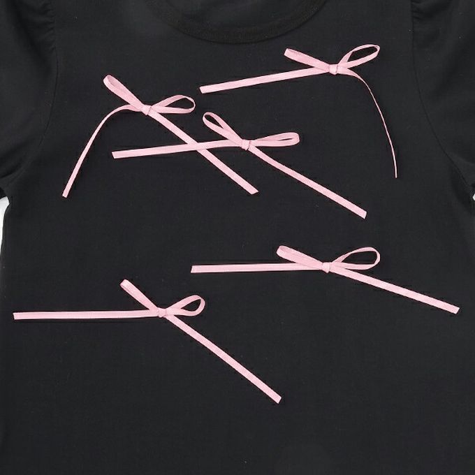 日本 Lycee mine - 100%棉 夢幻蝴蝶結長袖上衣-水藍