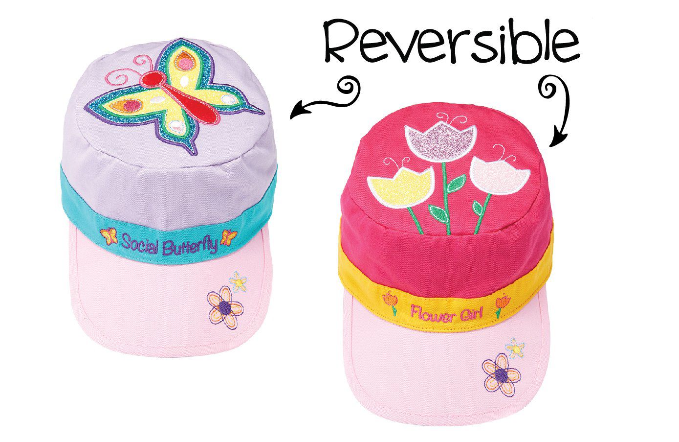 加拿大 flapjackkids - 雙面鴨舌帽-蝴蝶/鬱金香
