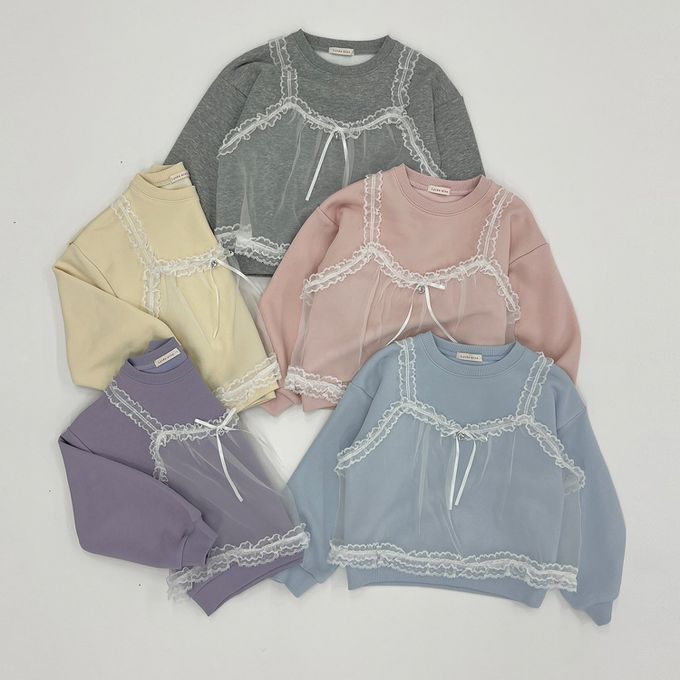 日本 Lycee mine - 夢幻蕾絲吊帶縮口長袖上衣-黃