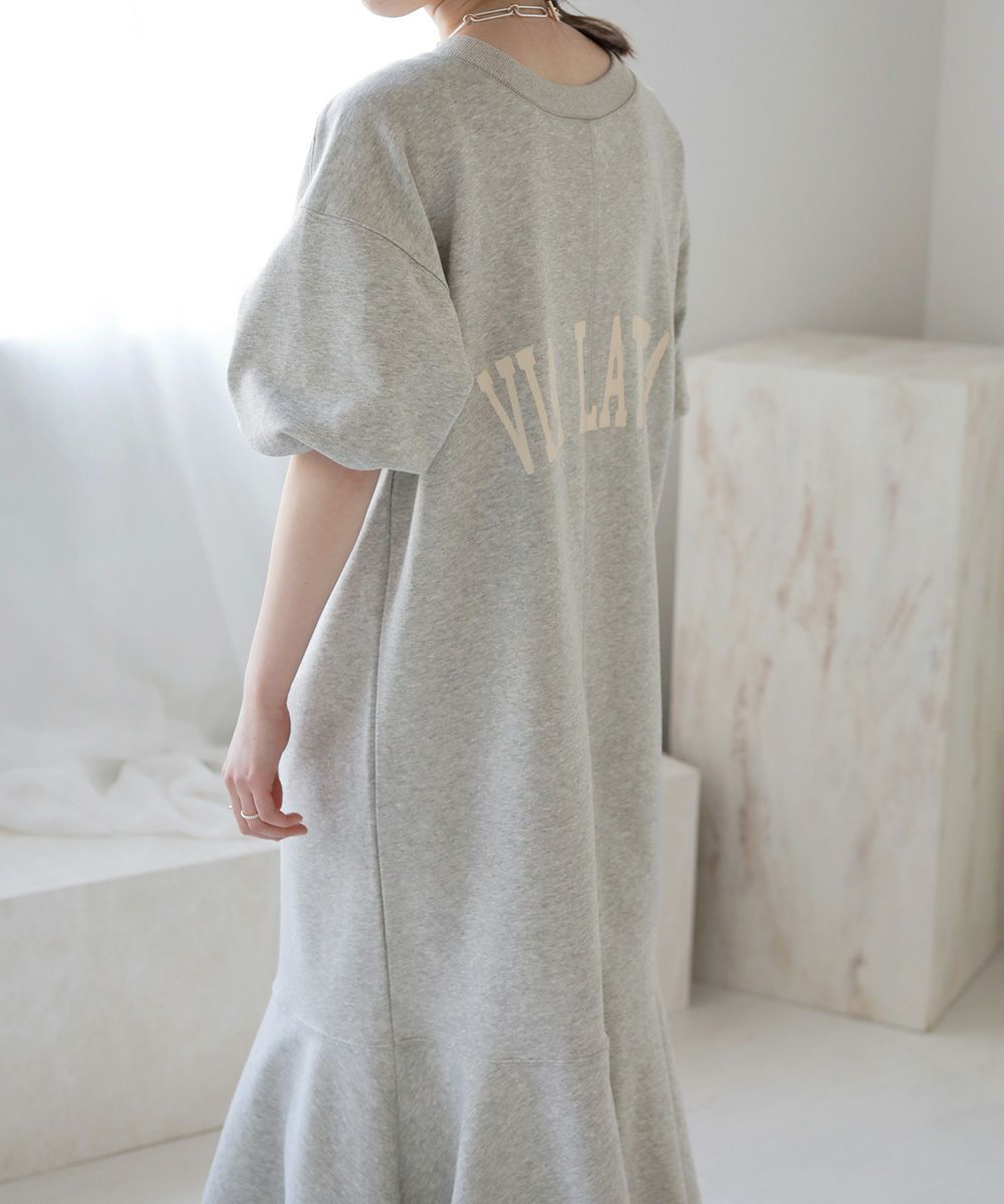 日本 Bou Jeloud - 休閒拉鍊亨利領泡泡袖洋裝-灰