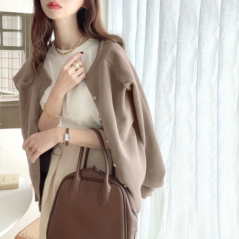 日本 Classical Elf - [必收款] 2WAY輕量百搭薄針織外套-果綠