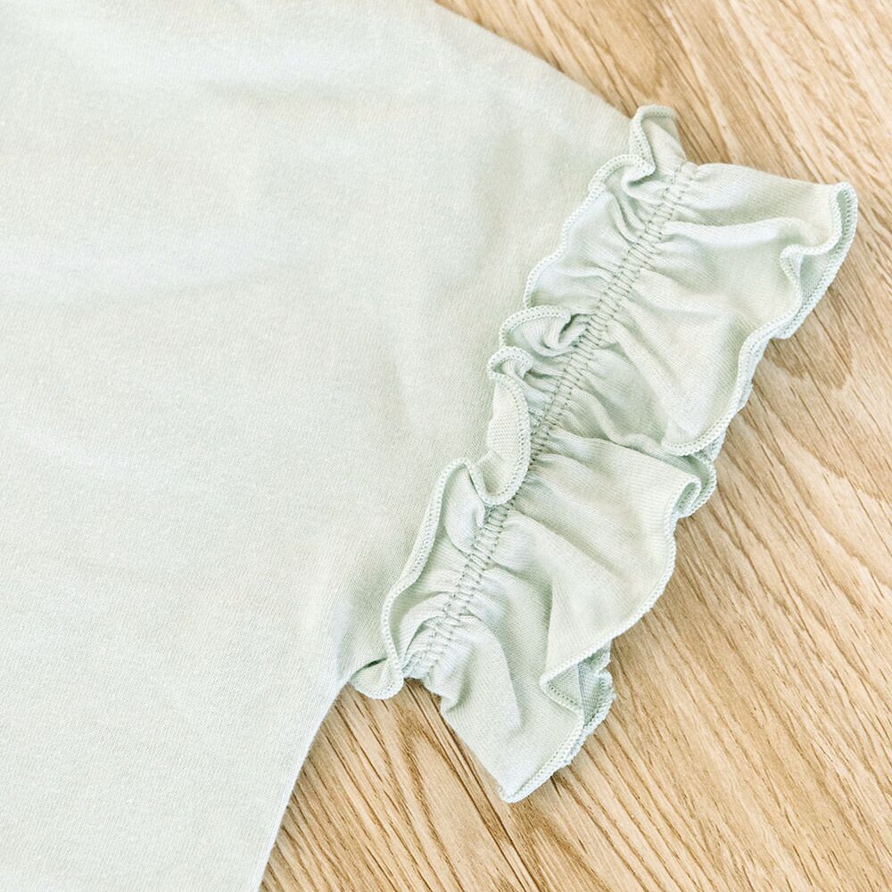 日本 ma lalumiere store - 荷葉邊清爽素色短袖上衣-牛奶白