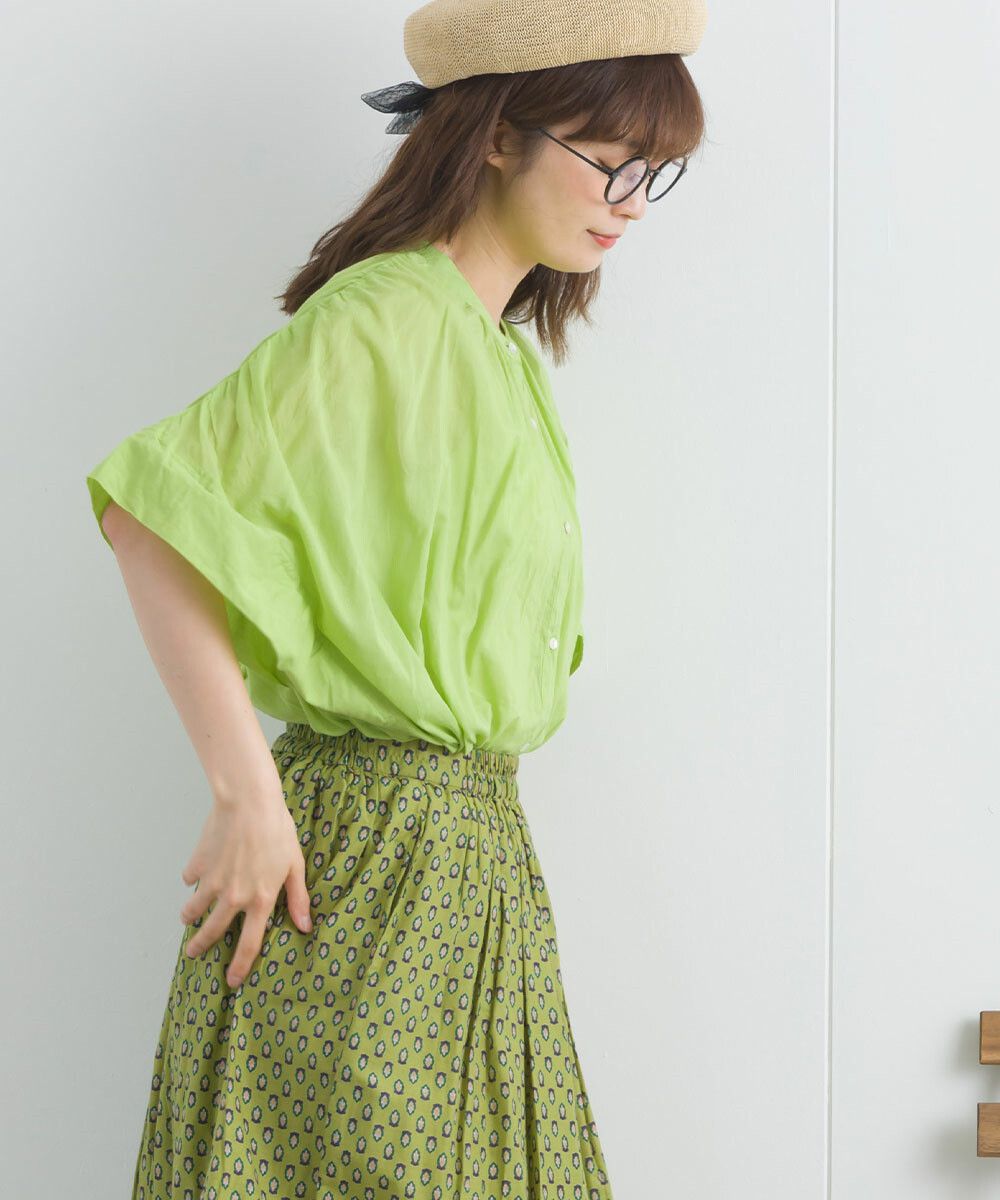 日本女裝代購 - 100%印度棉 質感百搭落肩短袖襯衫-經典黑