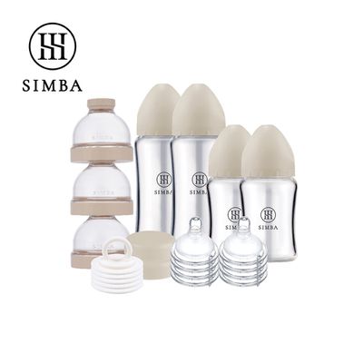 Simba 小獅王辛巴 - 蘊蜜質金玻璃寬口奶瓶人氣口碑組-杏茶