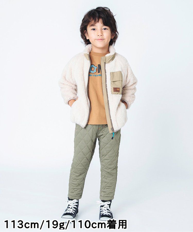 日本 BREEZE - 微立領泰迪熊保暖外套-迷彩-灰綠