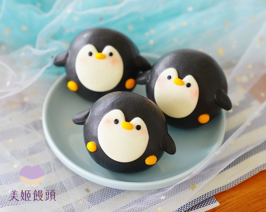 美姬饅頭 - 搖擺小企鵝鮮乳造型芝麻包 (6入)-50g