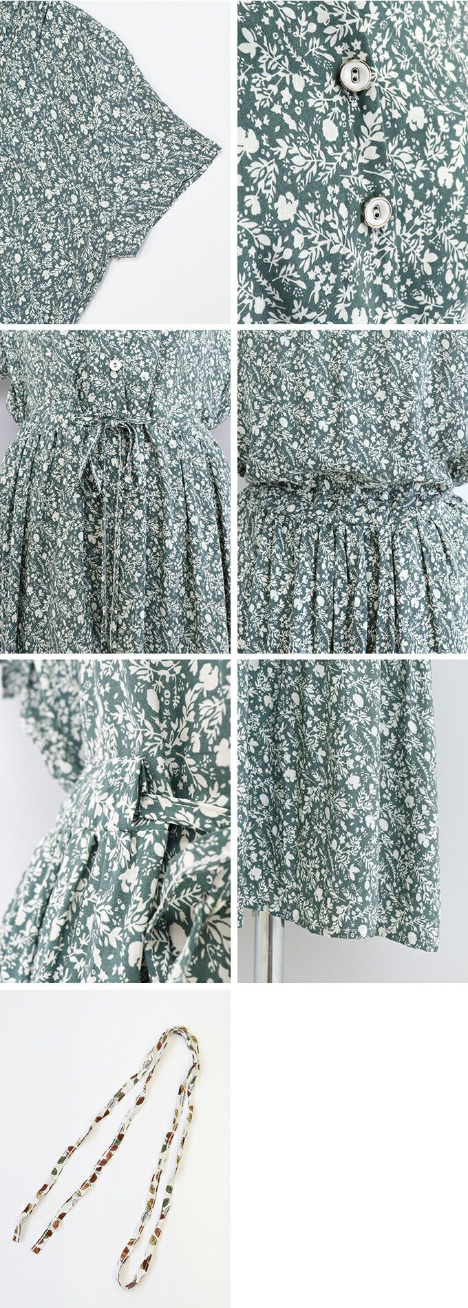 日本 BLUE EAST - 氣質小V領排釦短袖洋裝-木春菊-水藍 (M(Free))