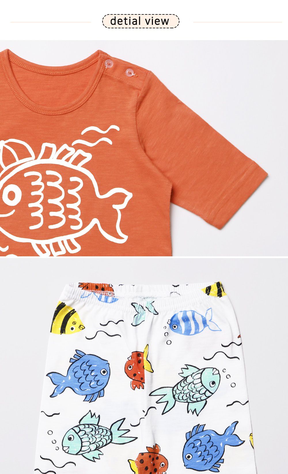 韓國 Mellisse - 韓製莫代爾涼感7分袖家居服-橘色大魚