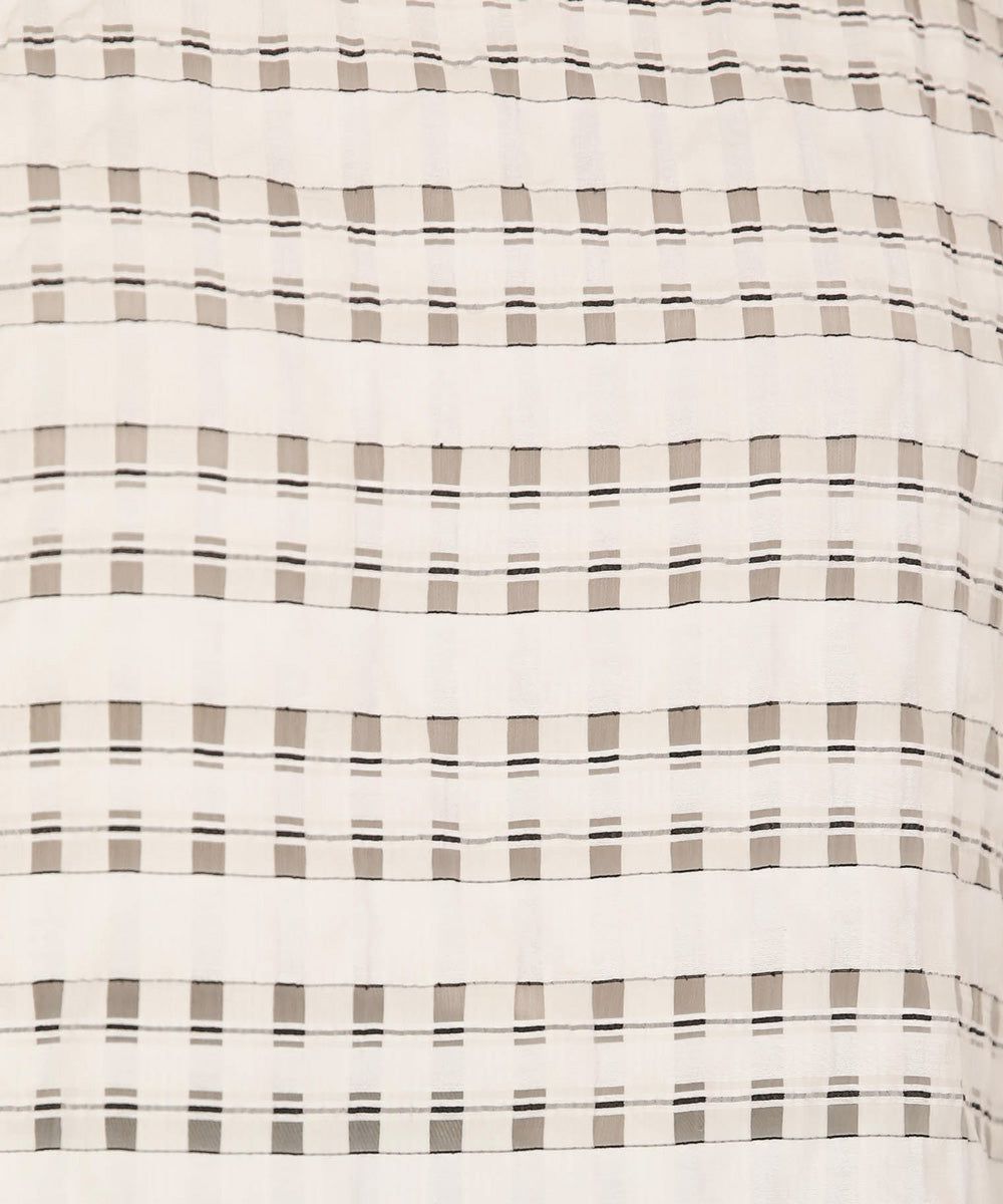 日本 Bab - 甜美格紋抽繩澎澎袖上衣-米杏