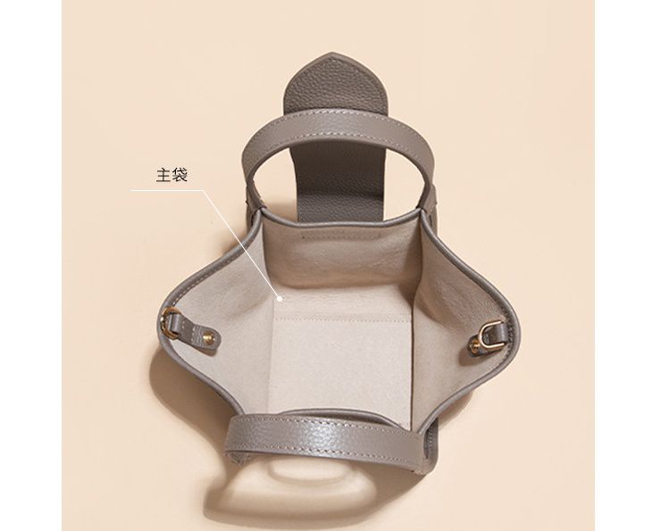 真皮斜跨翅膀包-附斜背帶-大象灰 (29x13x19cm)