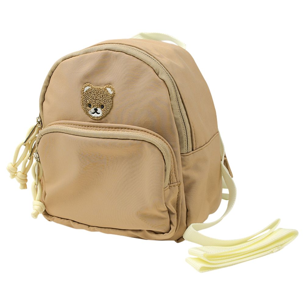 防走失背包-小熊刺繡-咖啡色