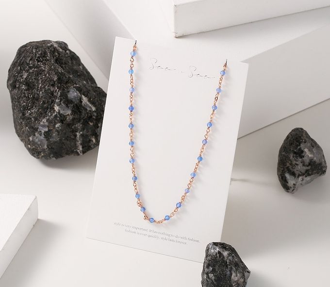 韓國 Soo&Soo - (925純銀)古典藍玉髓項鏈 (長度40cm)
