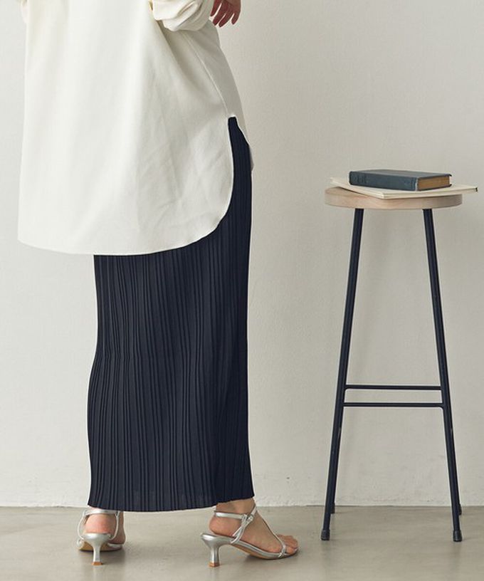 日本 Sans Souci 34+ - 細摺搖曳優雅長裙(全腰鬆緊)-黑 (M)