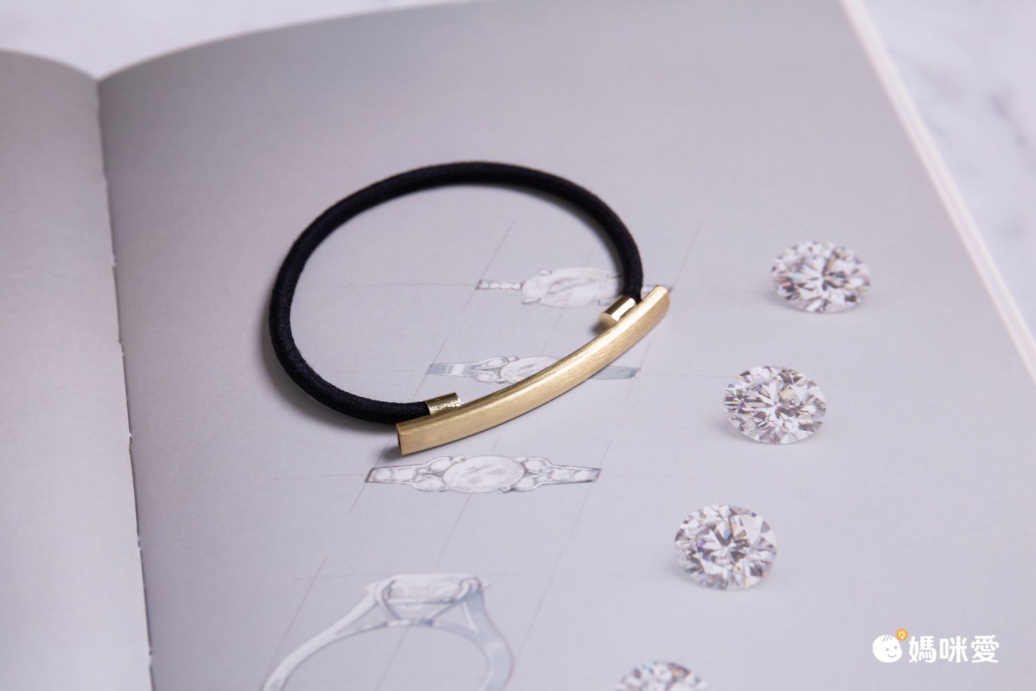 簡約金屬一字髮圈-金色