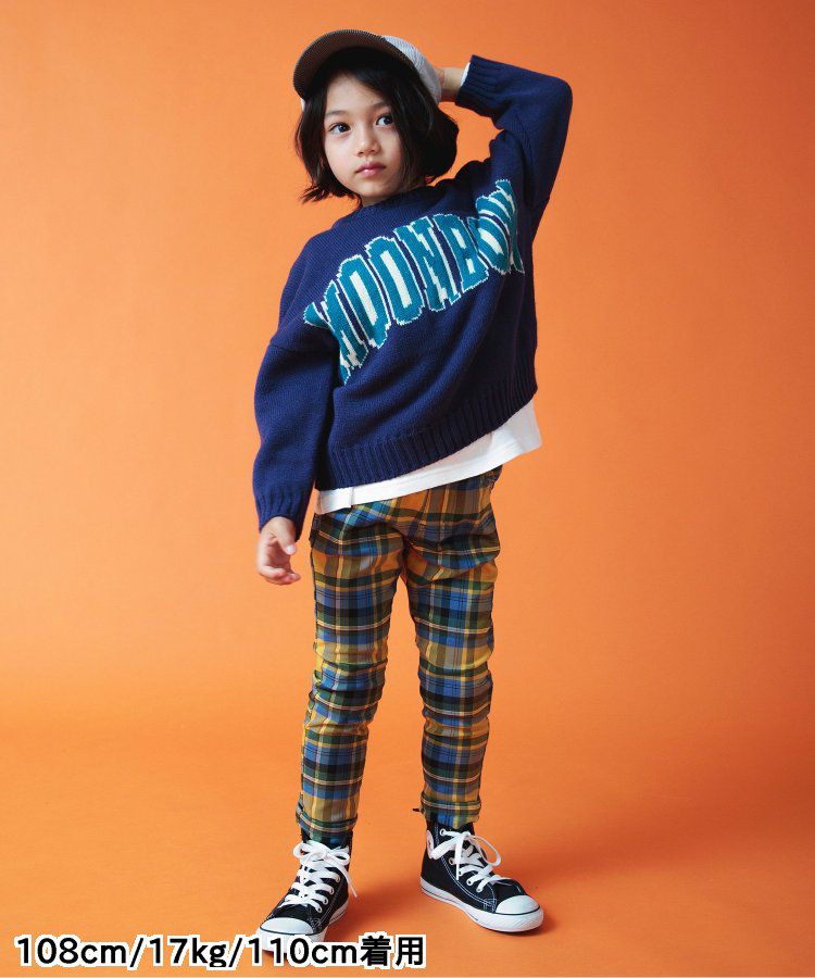 日本 BREEZE - 內刷毛輕量彈力合身長褲-灰格紋