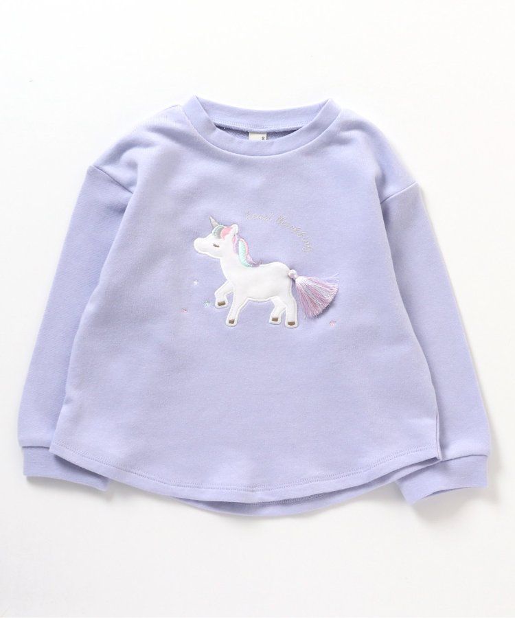 日本 apres les cours - 刺繡童趣印花圓領長袖上衣-草莓蛋糕-摩卡