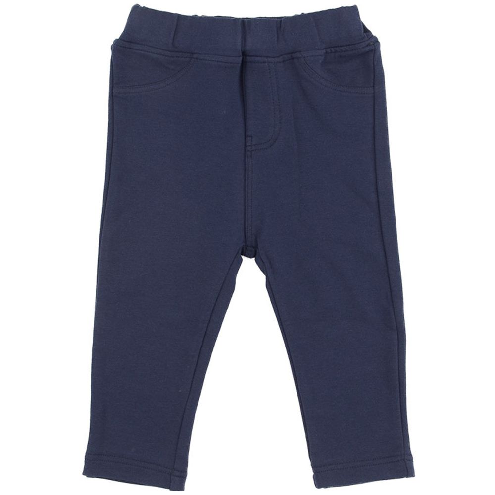 akachan honpo - 幼兒素色彈性素材10分緊身長褲-海軍藍色