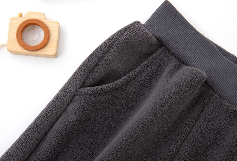 FANMOU - 加絨腰鬆緊暖暖束口休閒長褲-小標籤-灰藍色