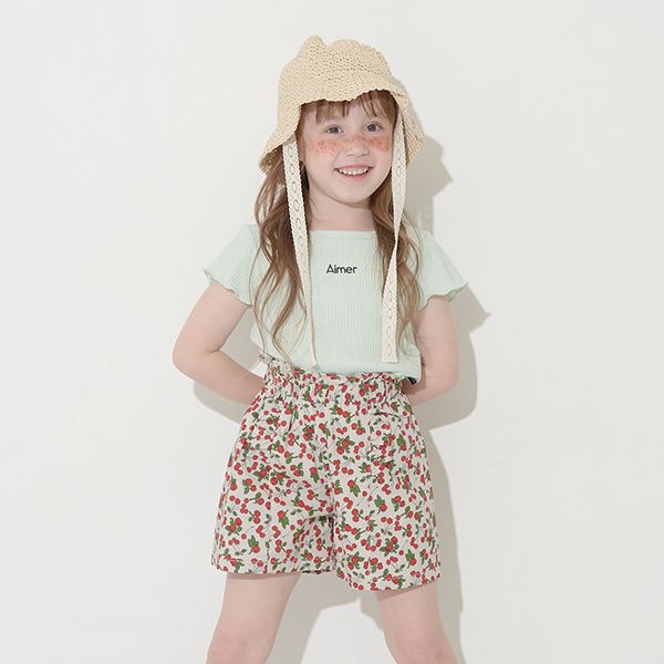 日本 Lycee mine - 迷你刺繡羅紋捲邊時尚短上衣-奶油黃