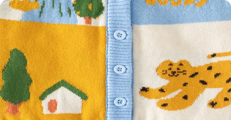 舒適V領百搭針織排釦背心-老虎-黃色