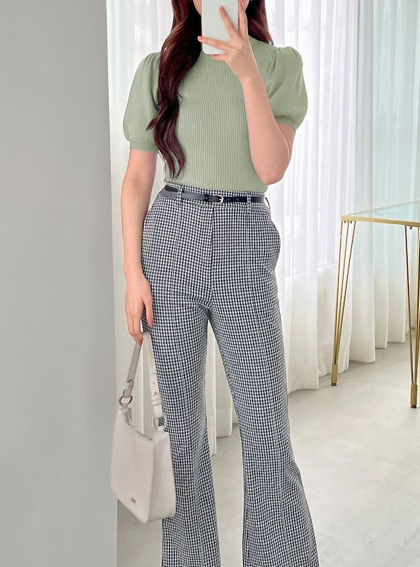 日本 GRL - 聯名款 彈性羅紋泡泡短袖上衣-珊瑚橘