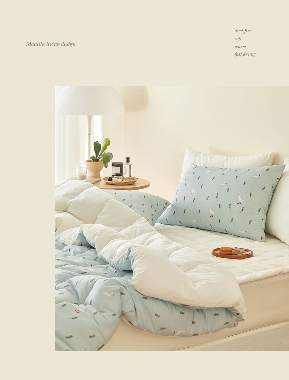 韓國 Maatila - 可水洗超細纖維桃皮感棉被(冬被)-藍色鴨鴨