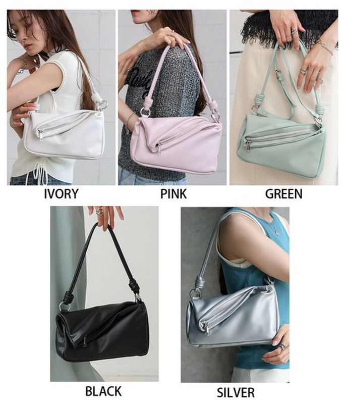 日本 Bab - 2way軟質拉鍊造型手提/側背包-象牙白