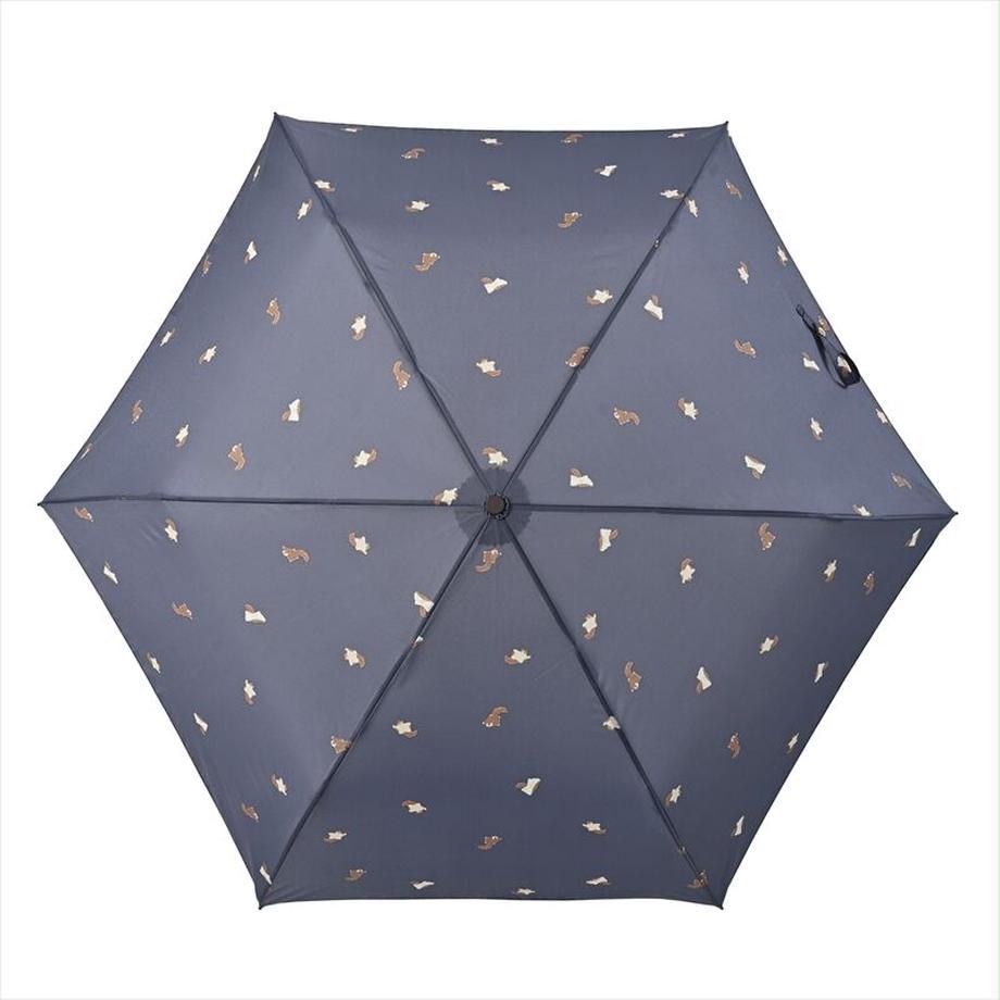 日本 nifty colors - 抗UV輕量 晴雨兩用折疊傘-小飛鼠-深藍 (直徑88cm/158g)