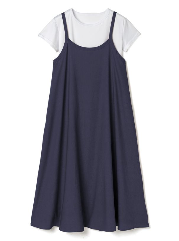 日本 GRL - 短袖上衣x休閒感垂墜吊帶裙2件組-奶茶棕 (F)