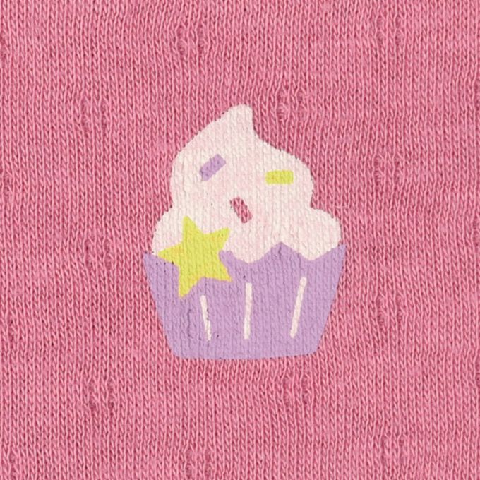 akachan honpo - 長袖圓領上衣2件組-蓬鬆棉 小熊&杯子蛋糕-粉紅色